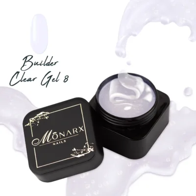 Monarx Builder Gel 8 – profesionalus gelis nagų priauginimui, atsparus, skaidrus, lengvai naudojamas.