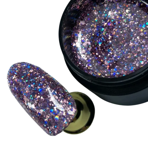 Blizgus gelis Nimfa su įvairių formų blizgučiais