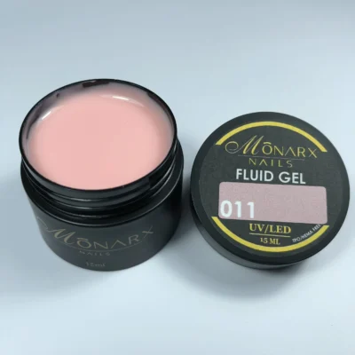 Fluid gelis 011 be HEMA ir TPO iš Monarx – skaidrus, lankstus gelis nagams