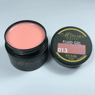 Fluid gelis 013 be HEMA ir TPO iš Monarx – skaidrus, lankstus gelis nagams