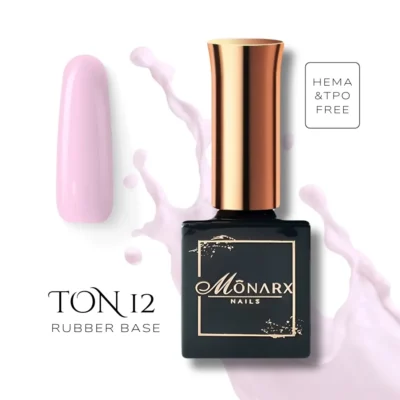 Rubber Base TON 12 – natūralios spalvos nagų bazei ir modeliavimui