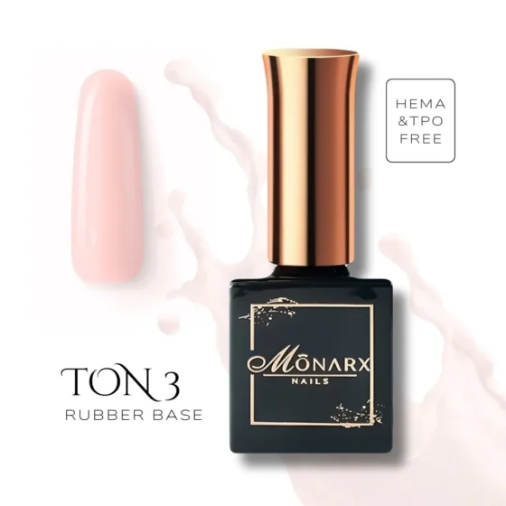 Rubber Base TON 3 – natūralios spalvos nagų bazei ir modeliavimui