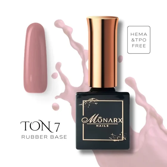 Rubber Base TON 7 – natūralios spalvos nagų bazei ir modeliavimui
