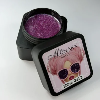 Aukštos kokybės nagų gelis su blizgučiais Shine Gel 3. Suteikite manikiūrui ypatingą spindesį, taupykite laiką ir džiuginkite klientes. Užsisakykite geliai.lt.