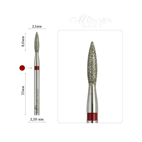 Deimantinė „Liepsnelė“ – smulkus abrazyvas, raudona žyma 2,1 mm M01